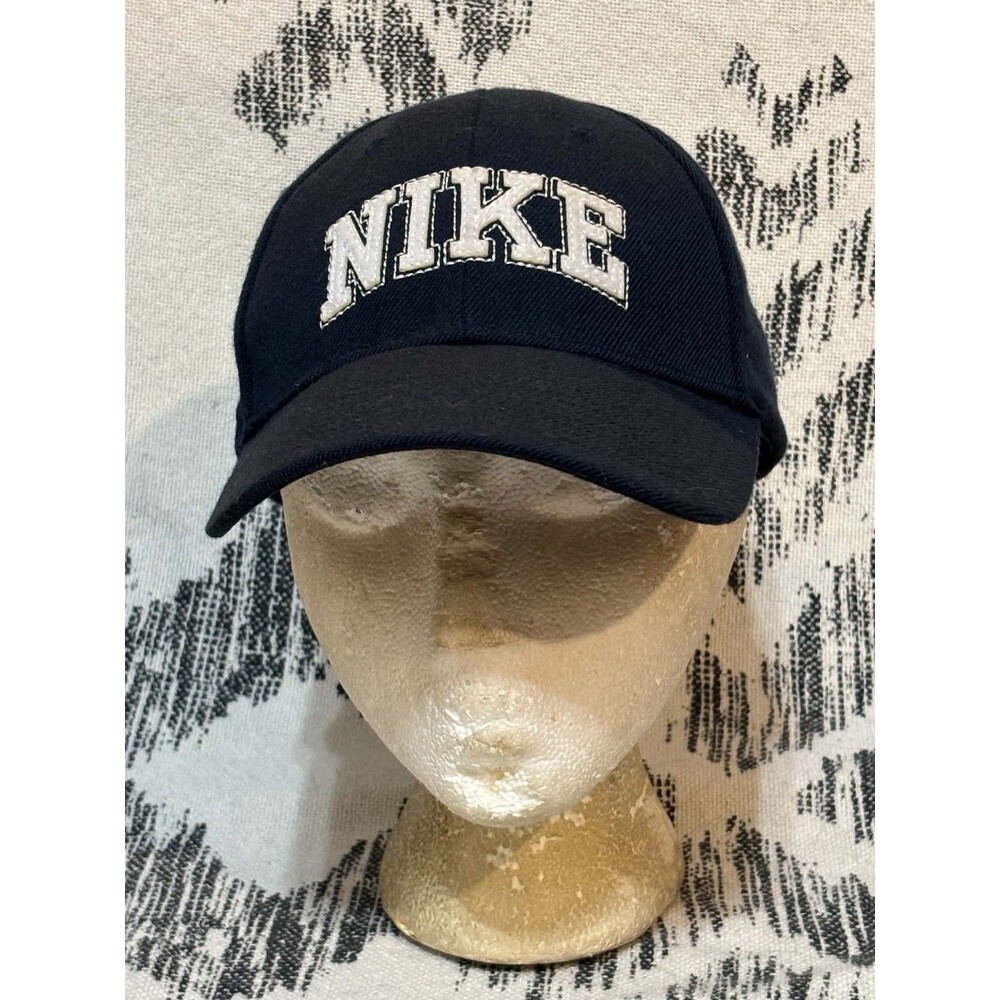 Vintage Nike Travis Scott Block Letter Spell Out Dad Hat Cap Navy Wool Blend